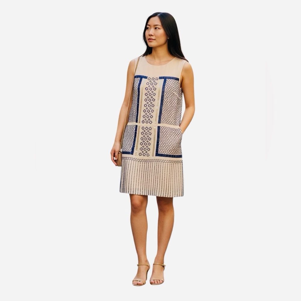 Greylin Women’s Tan Beaded Flapper Sleeveless Mini Dress. Size S. SKU 257